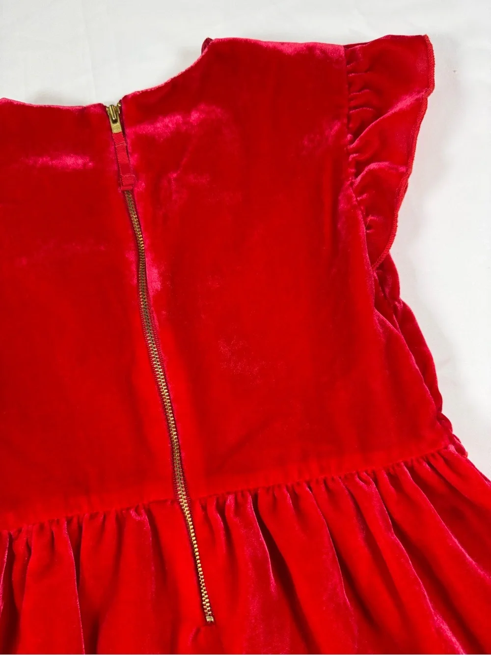 CREWCUTS Girls Velvet Smocked Holiday Party Dress 6 Ruffle Sleeve Christmas